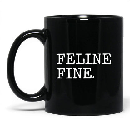 Feline Fine 11oz black coffee mug