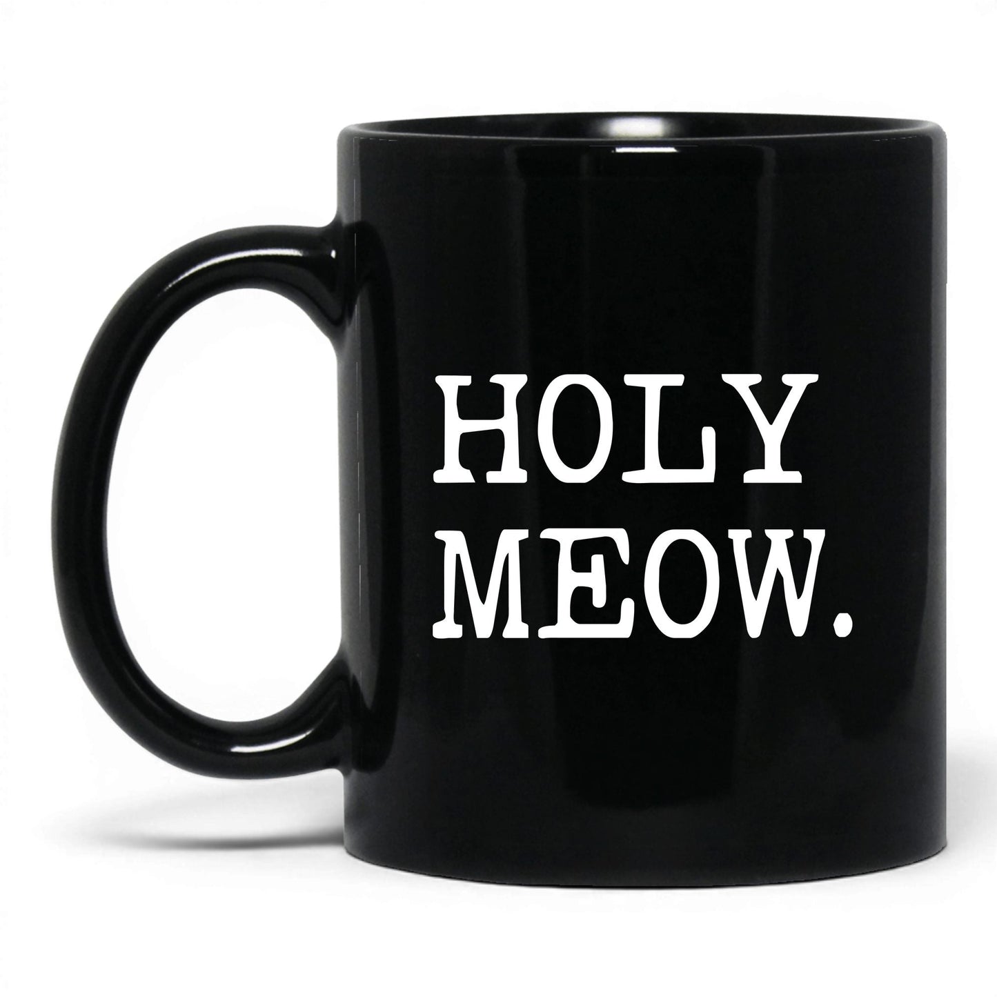 Holy Meow 11oz black coffee mug