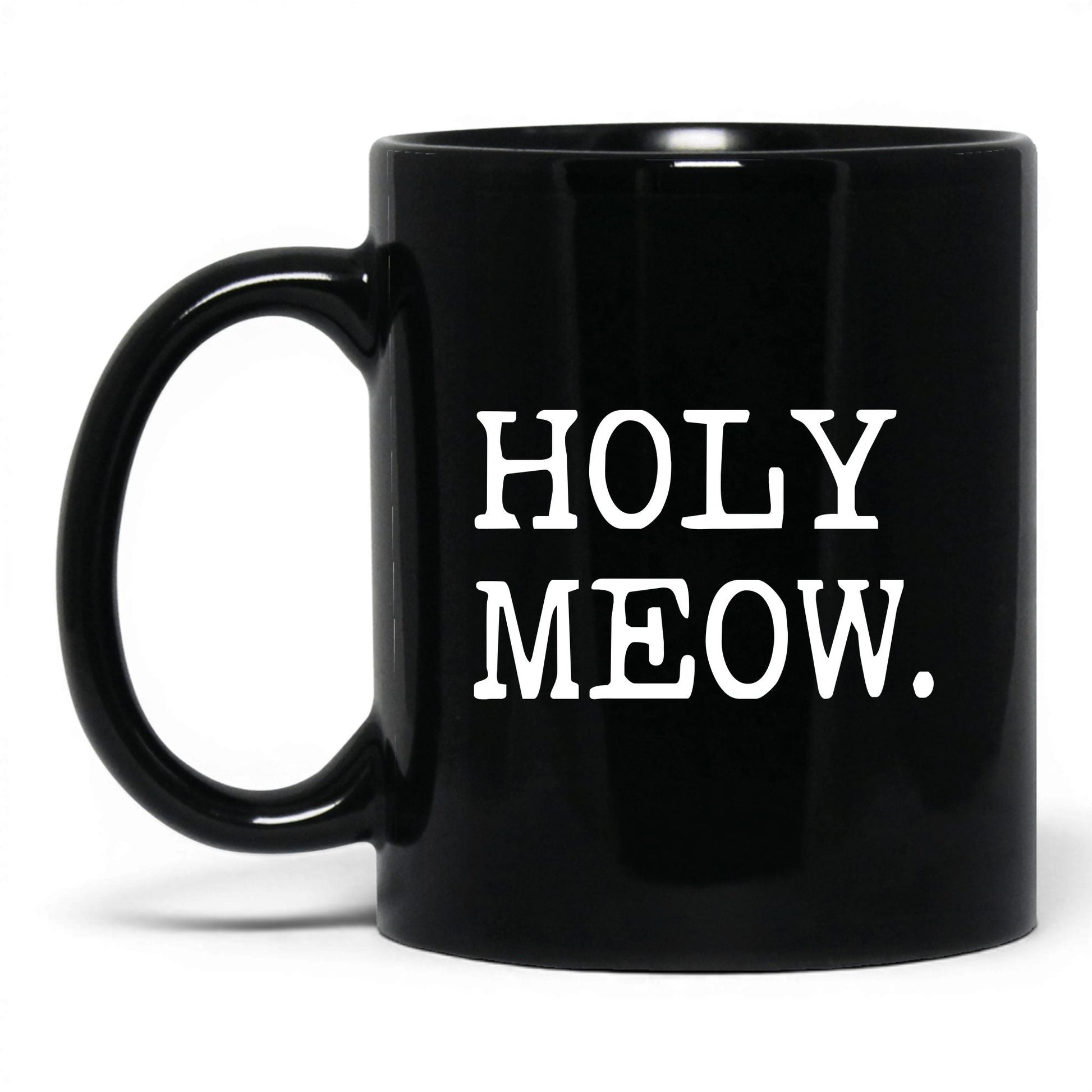 Holy Meow 11oz black coffee mug