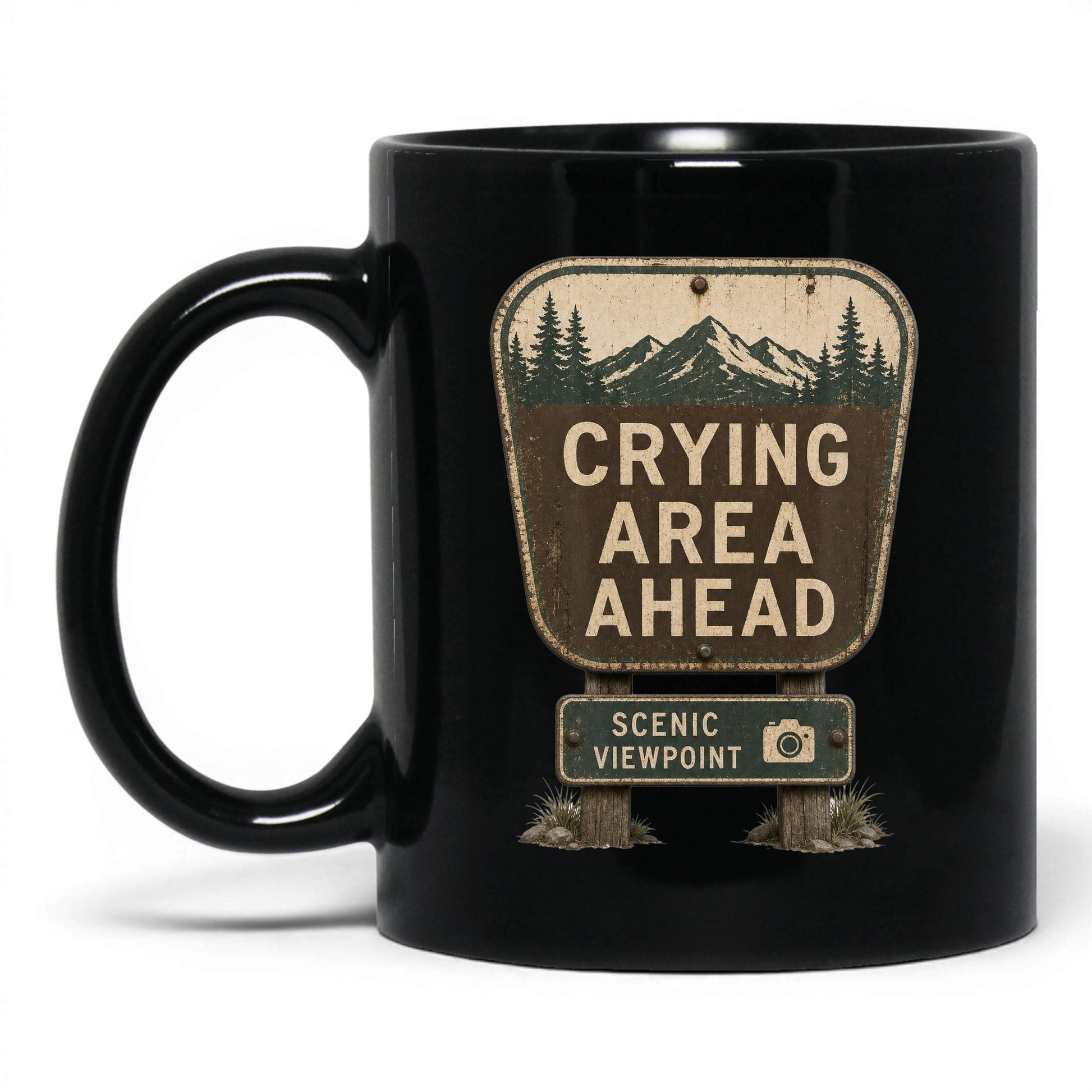 Crying Area Ahead Mug – 11oz Black Mug