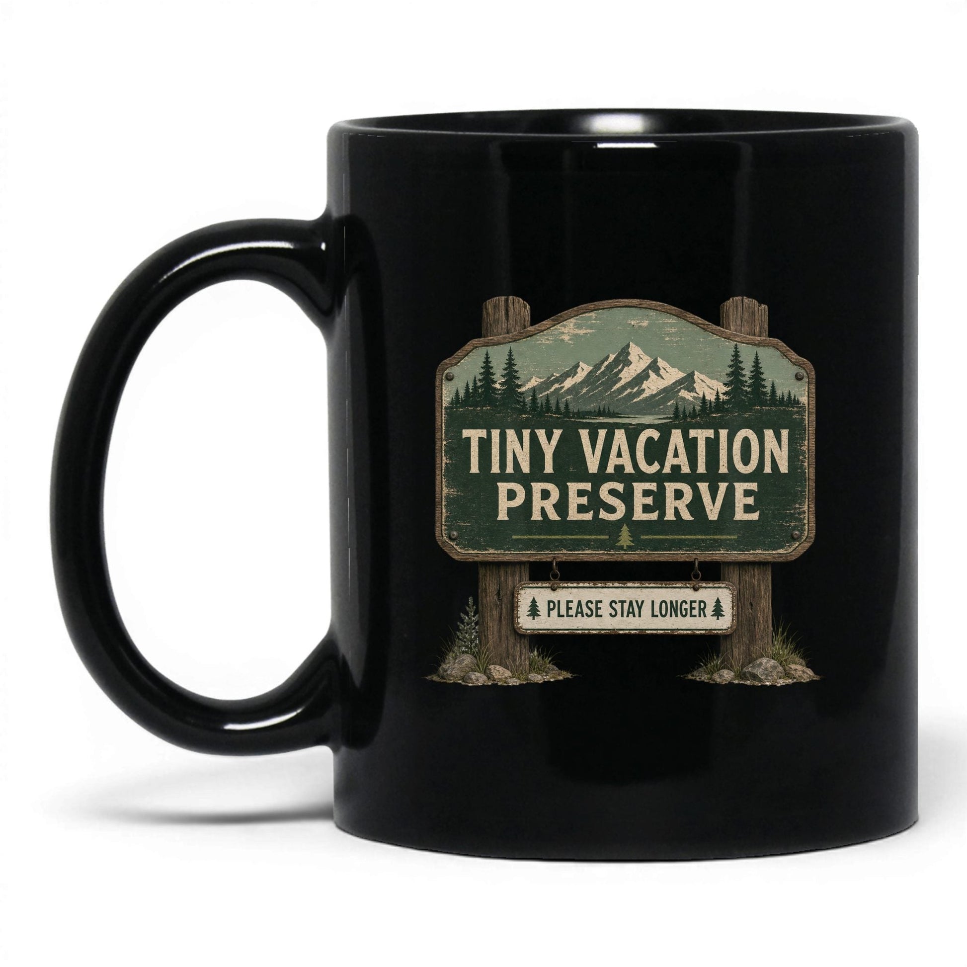 Tiny Vacation Preserve Mug – 11oz Black Mug