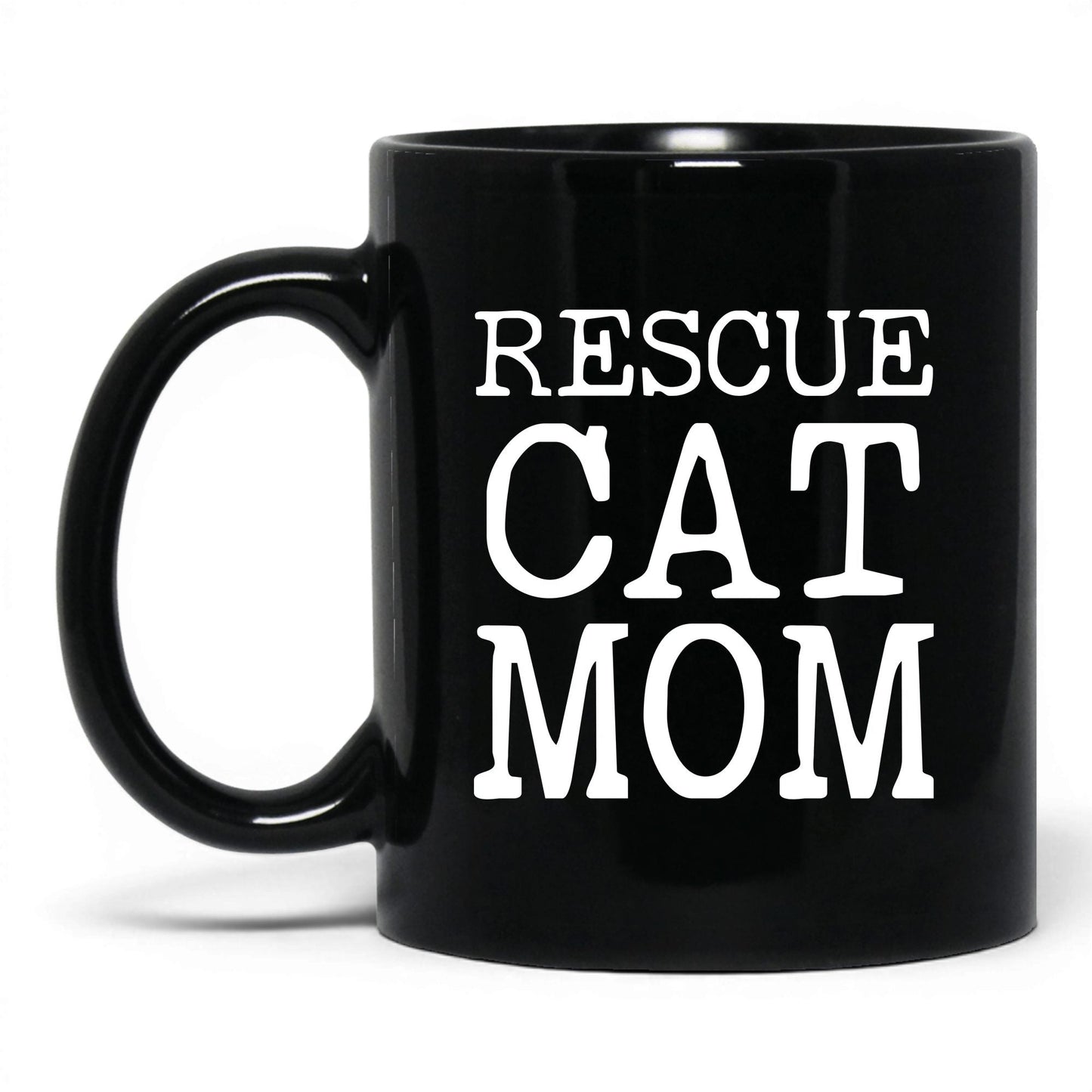 Rescue Cat Mom 11oz black coffee mug