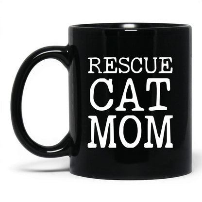 Rescue Cat Mom 11oz black coffee mug