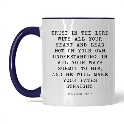 Trust in the Lord Mug – 11oz White/Midnight Blue Mug