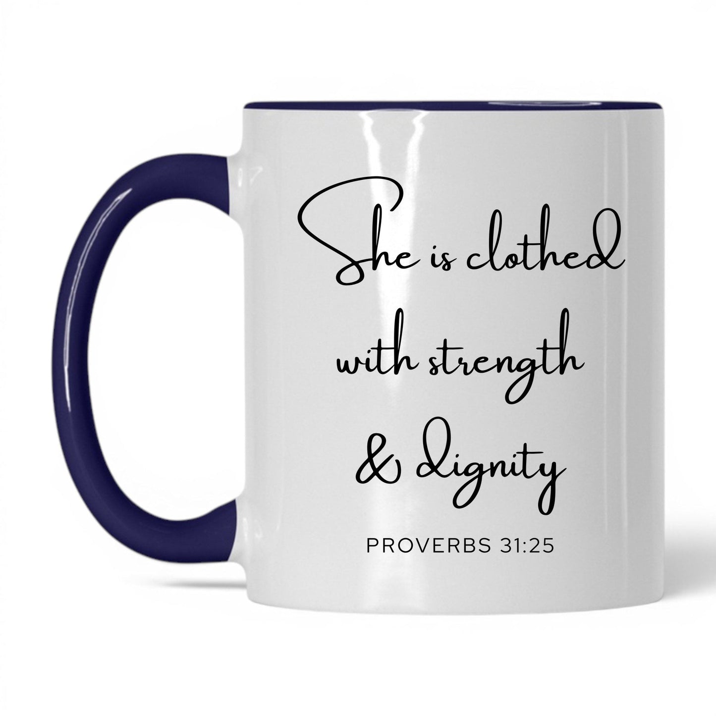 Clothed With Strength Mug – 11oz White/Red Mug