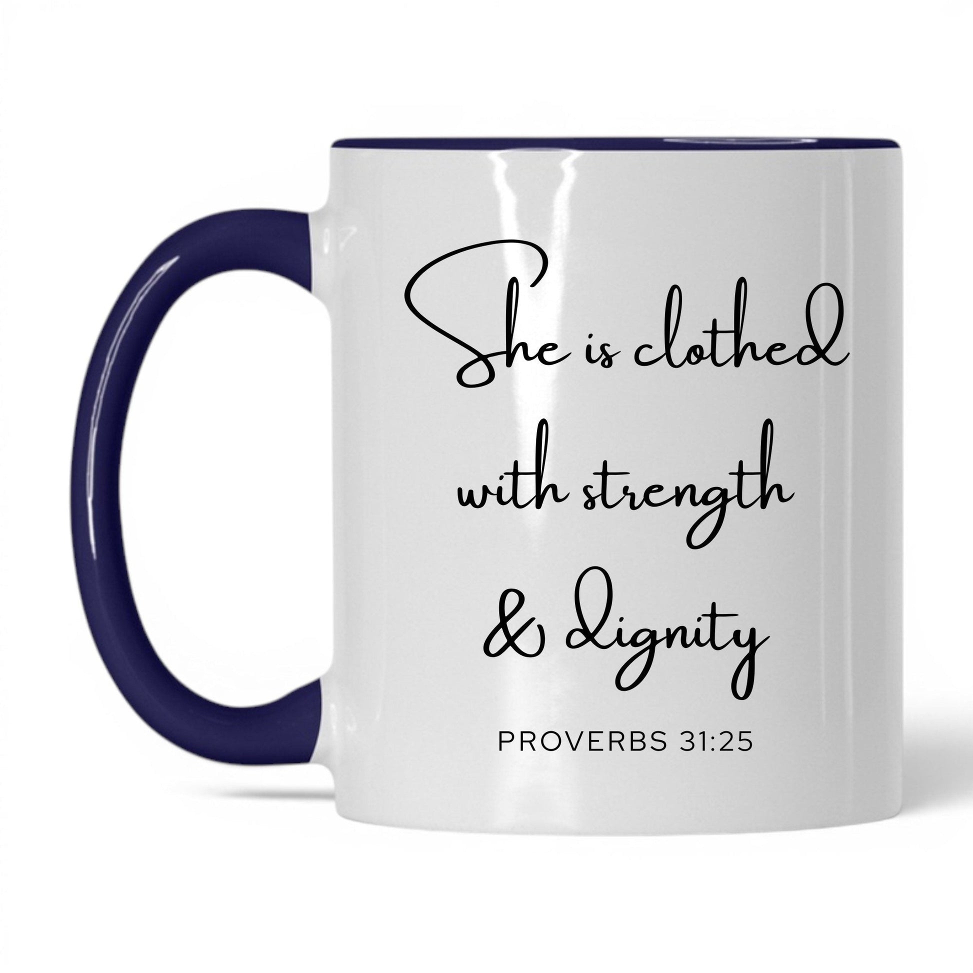 Clothed With Strength Mug – 11oz White/Red Mug