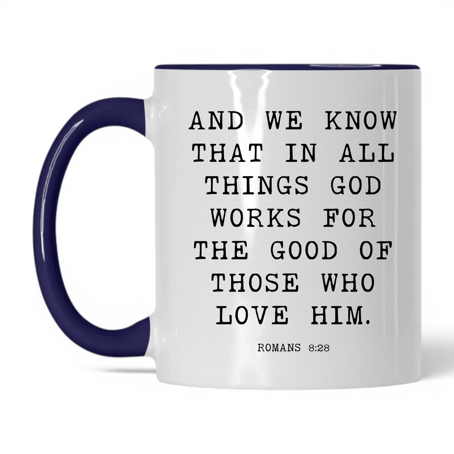 All Things Work for Good Mug – 11oz White/Midnight Blue Mug