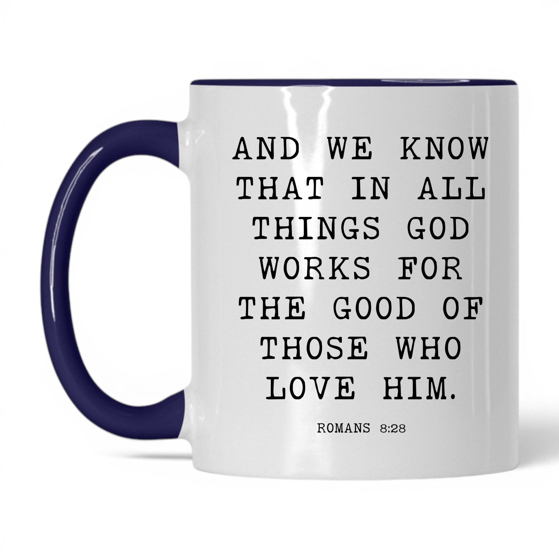 All Things Work for Good Mug – 11oz White/Midnight Blue Mug