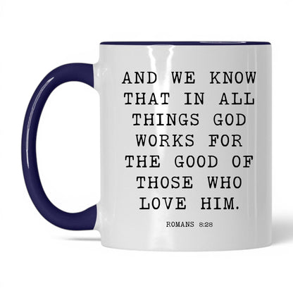 All Things Work for Good Mug – 11oz White/Midnight Blue Mug