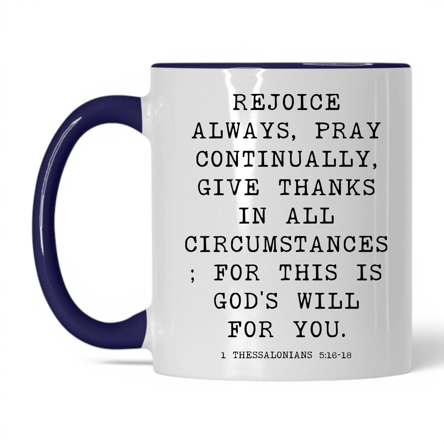 Rejoice Always Mug – 11oz White/Midnight Blue Mug
