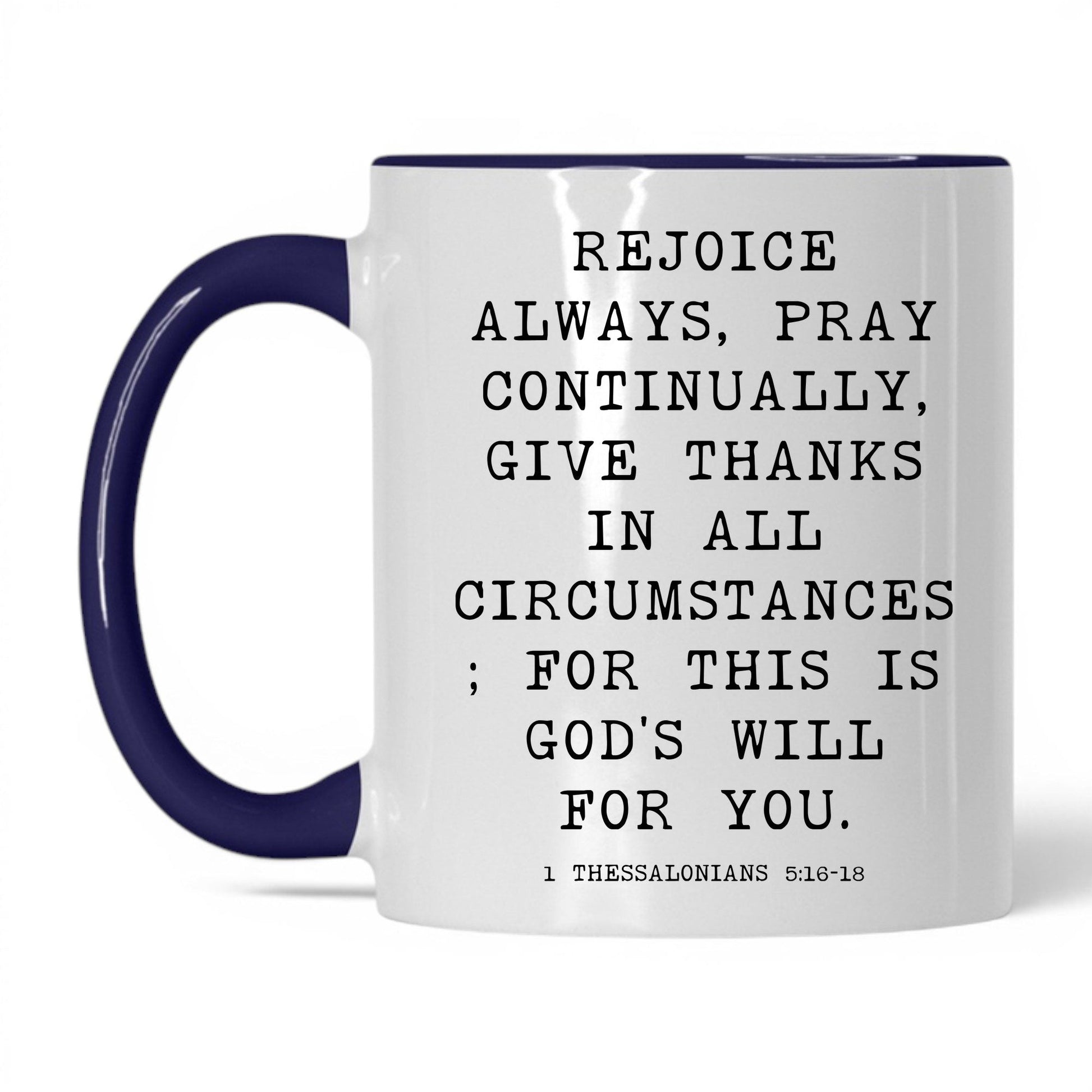 Rejoice Always Mug – 11oz White/Midnight Blue Mug