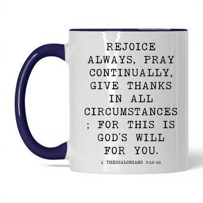 Rejoice Always Mug – 11oz White/Midnight Blue Mug