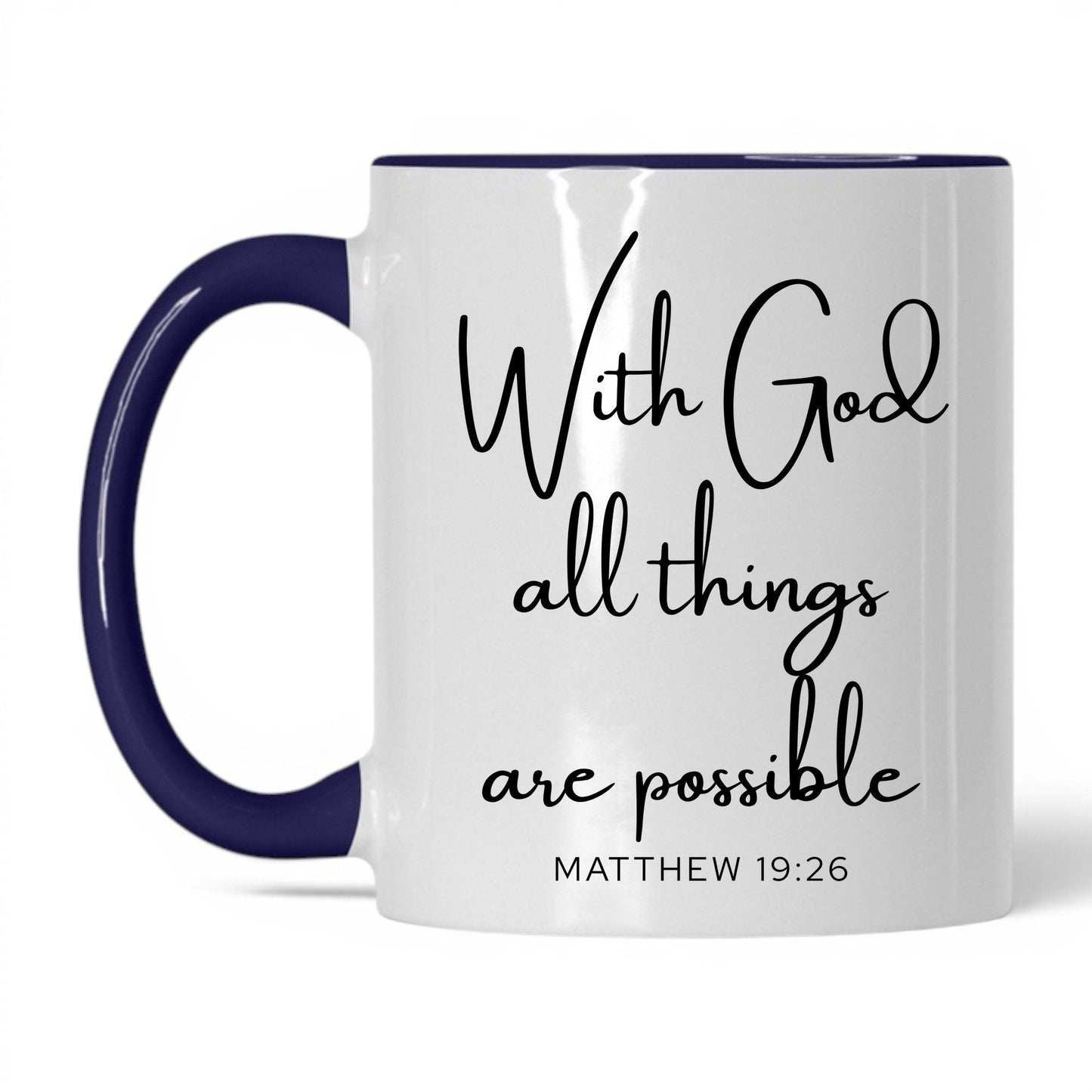 With God All Things Possible Mug – 11oz White/Red Mug