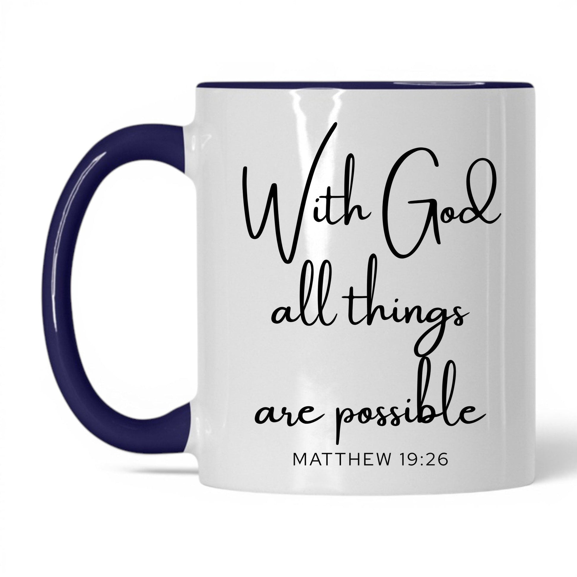 With God All Things Possible Mug – 11oz White/Red Mug