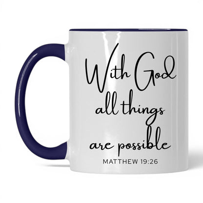 With God All Things Possible Mug – 11oz White/Red Mug