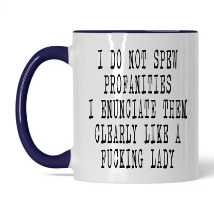 Spicy Profanities Like a Lady Mug – 11oz White/Midnight Blue Mug