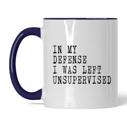 I Was Left Unsupervised Mug – 11oz White/Midnight Blue Mug