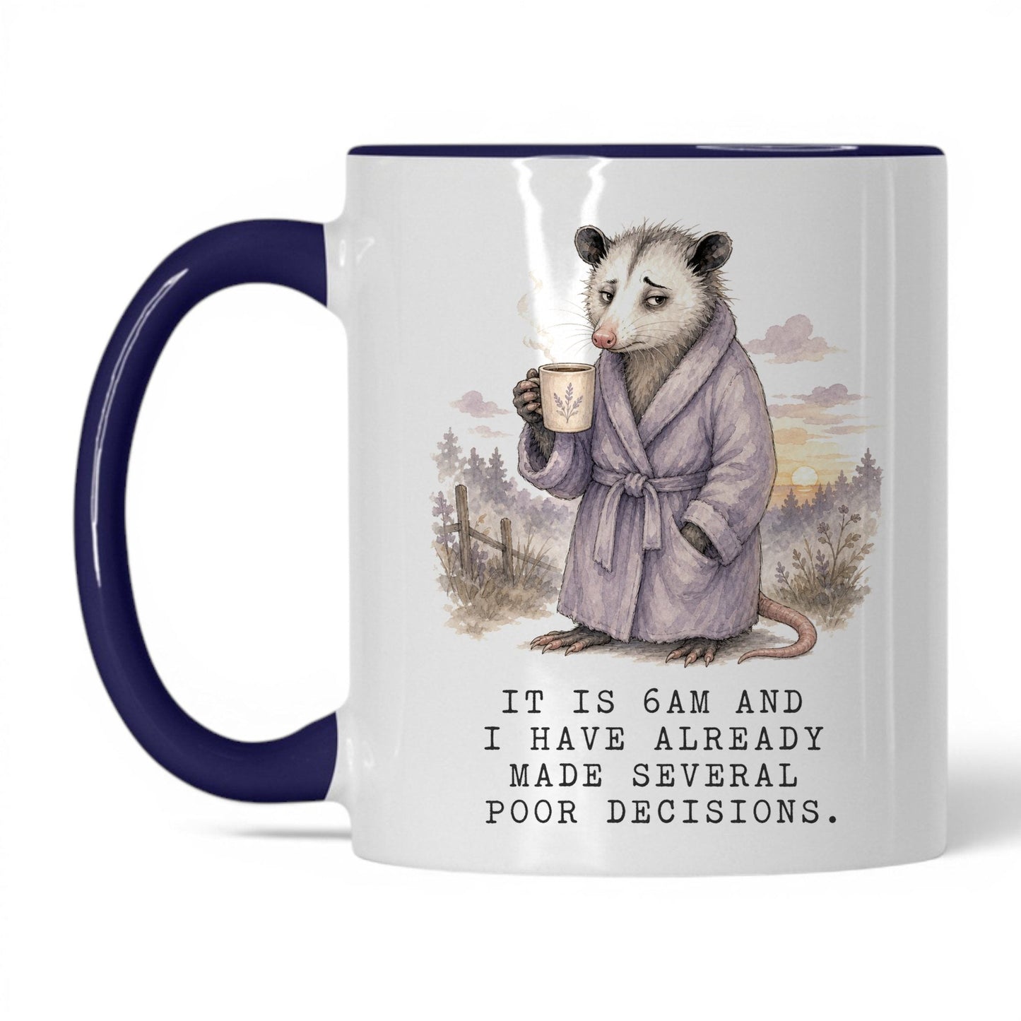 6AM Poor Decisions Opossum Mug – 11oz Midnight Blue Mug