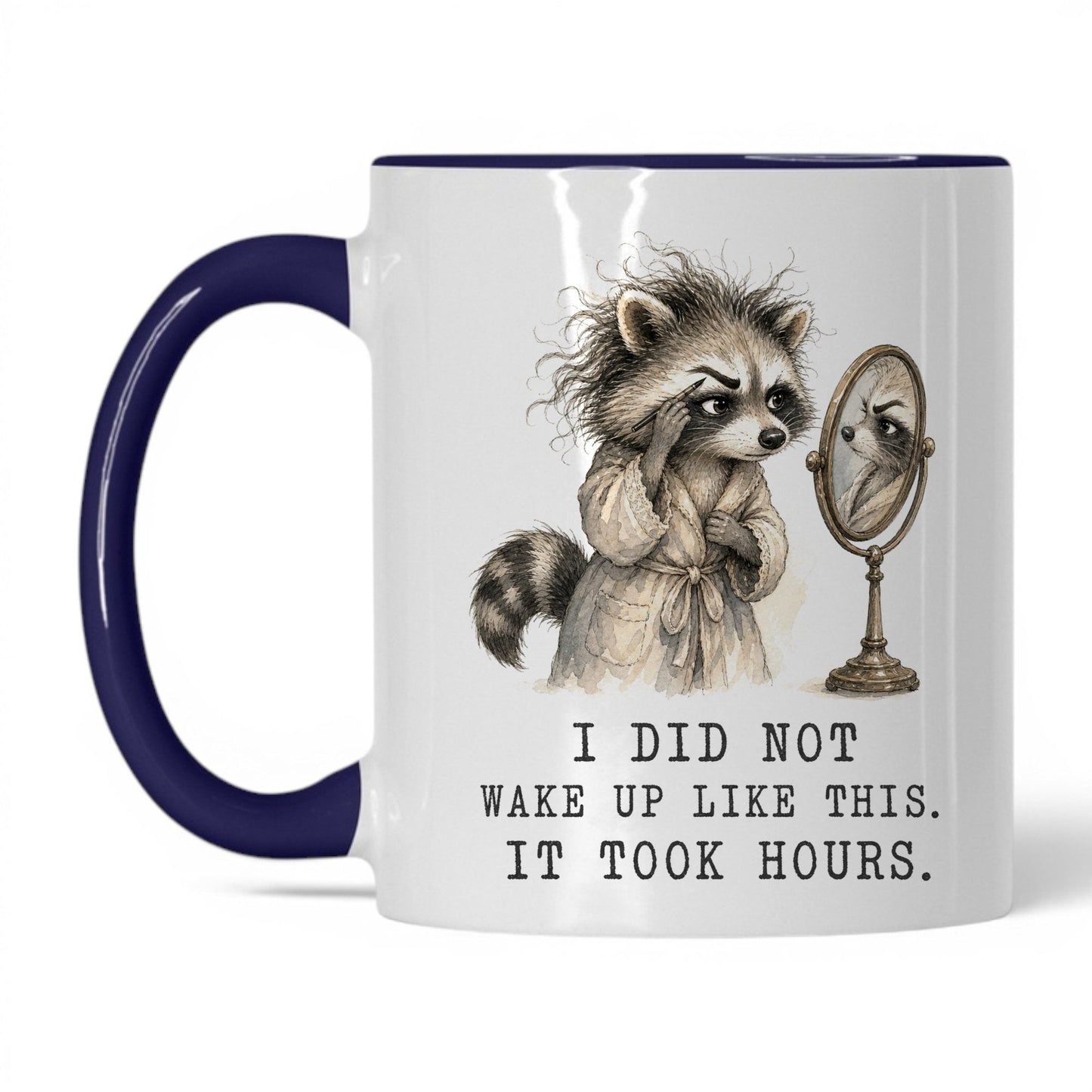 It Took Hours Raccoon Mug – 11oz White/Midnight Blue Mug