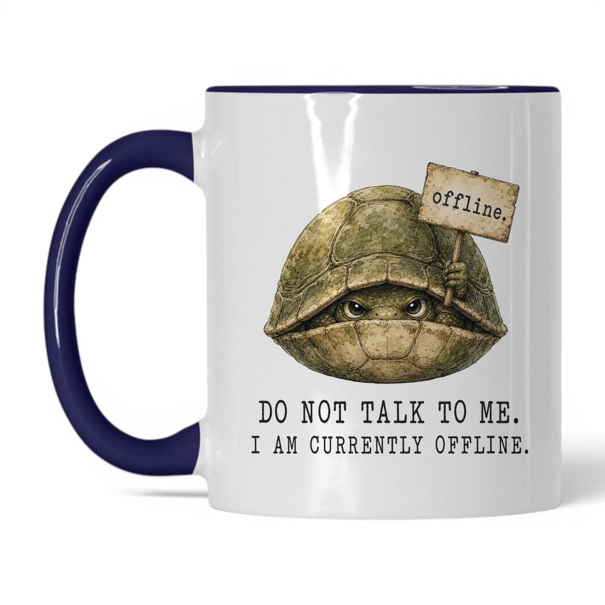 Currently Offline Turtle Mug – 11oz White Midnight Blue Mug