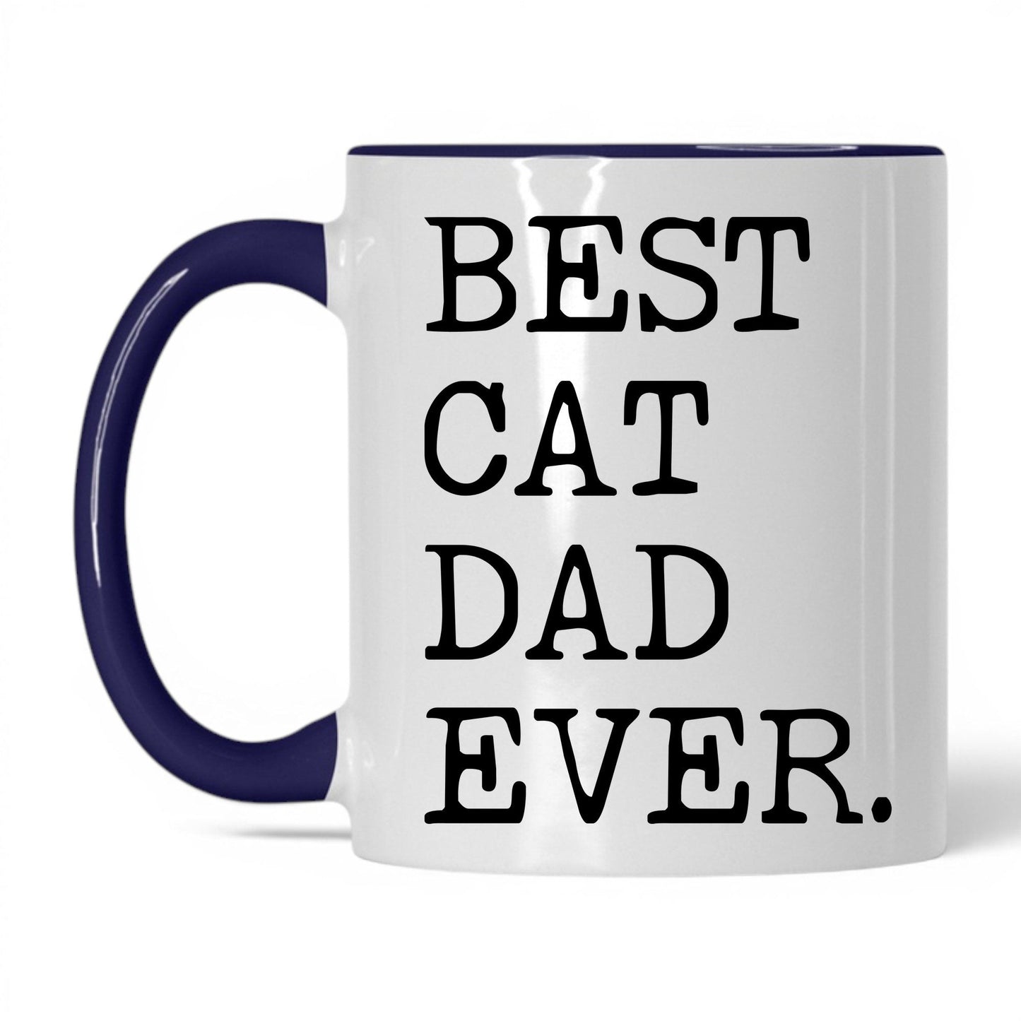 Best Cat Dad Ever 11oz white and midnight blue coffee mug