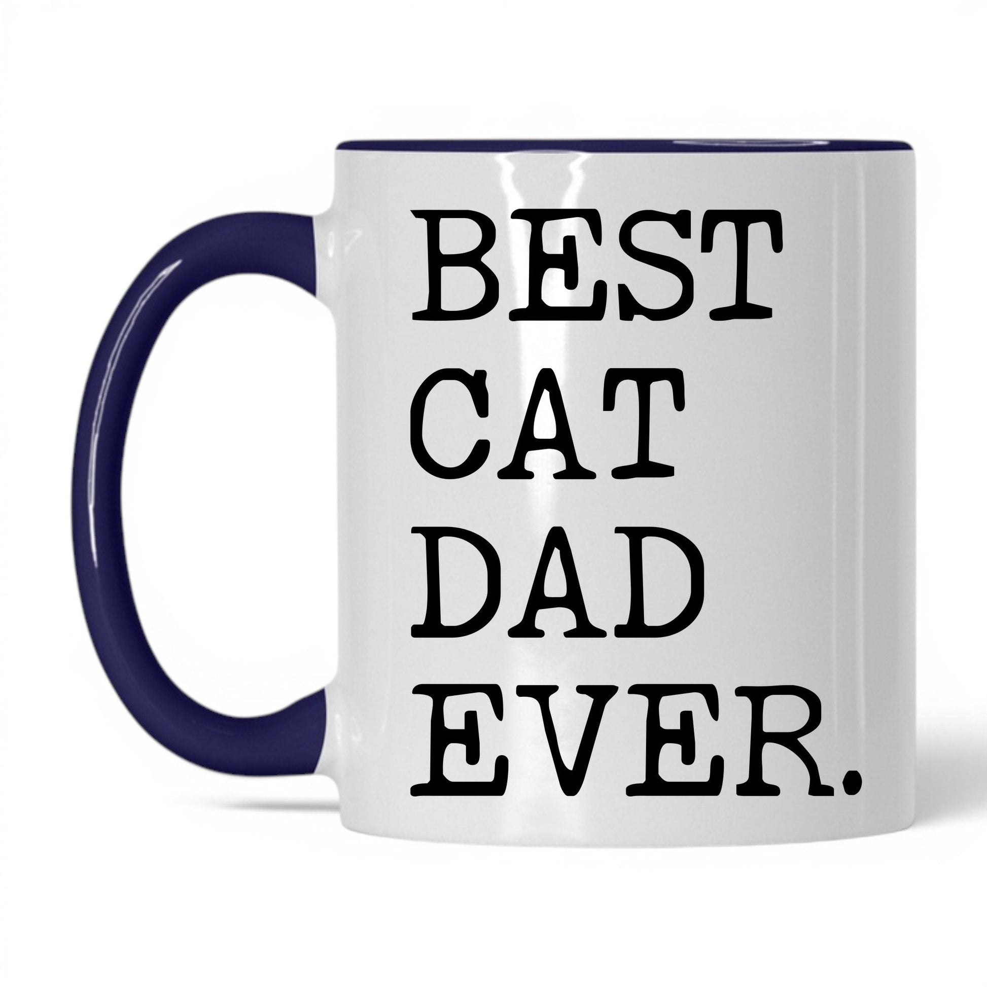 Best Cat Dad Ever 11oz white and midnight blue coffee mug
