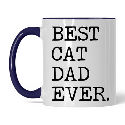 Best Cat Dad Ever 11oz white and midnight blue coffee mug
