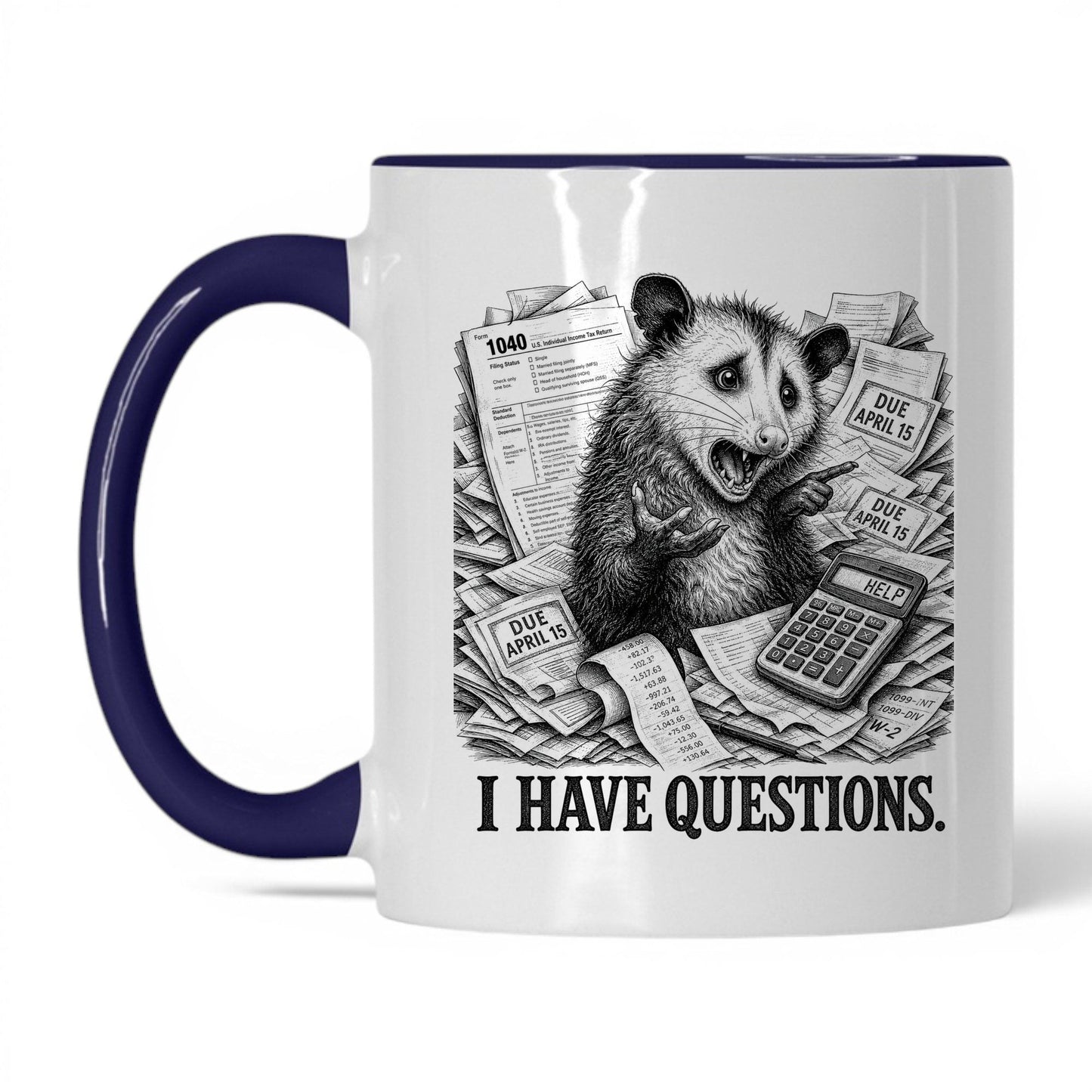 I Have Questions Opossum Coffee Mug
