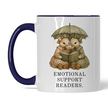 Emotional Support Readers Mug – 11oz White/Midnight Blue Mug