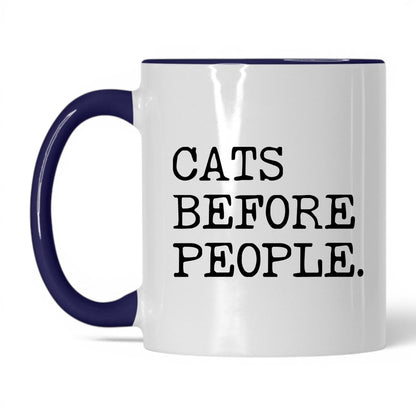 Cats Before People 11oz white and midnight blue coffee mug