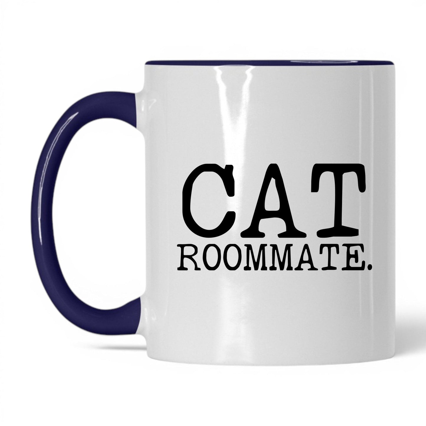 Cat Roommate 11oz white and midnight blue coffee mug