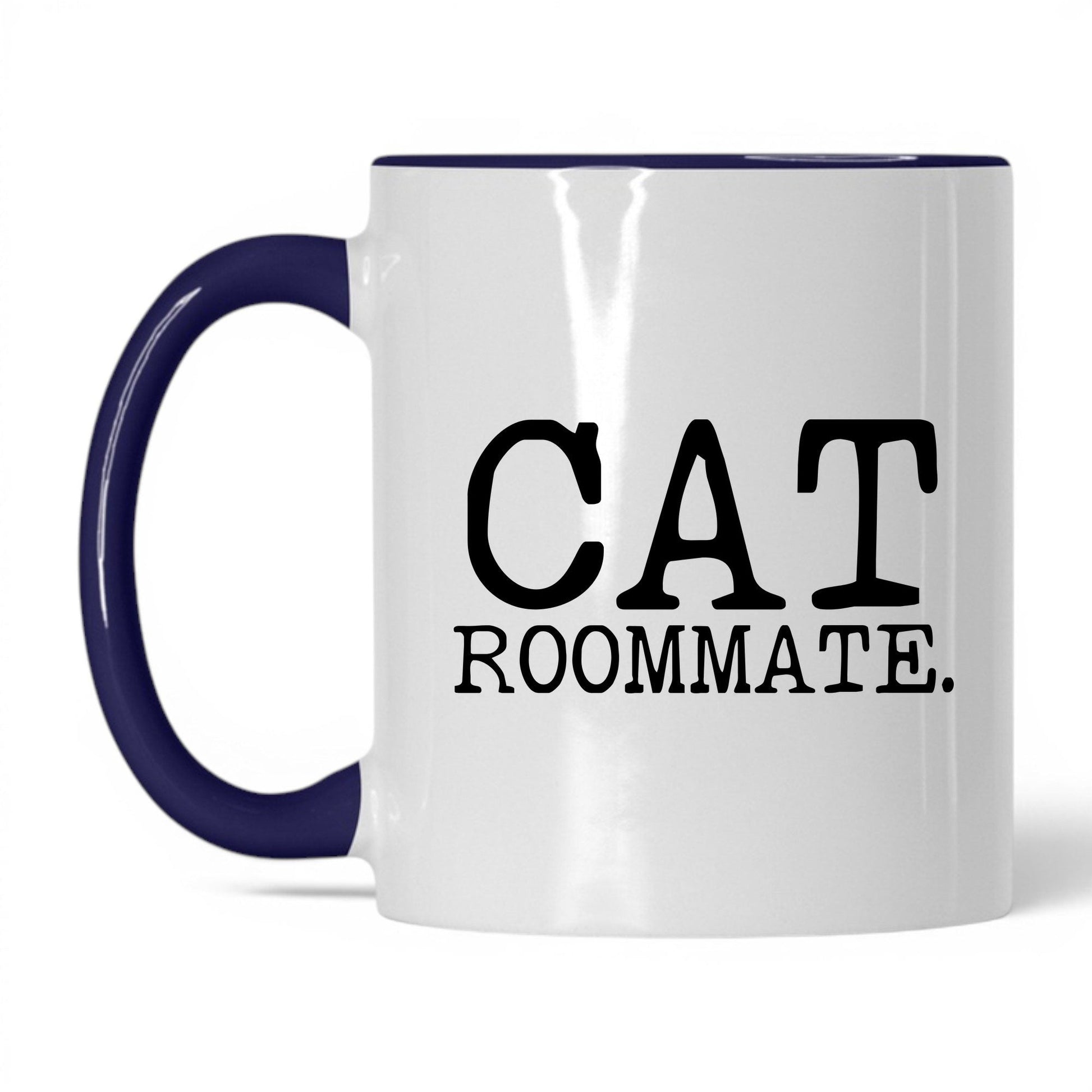 Cat Roommate 11oz white and midnight blue coffee mug