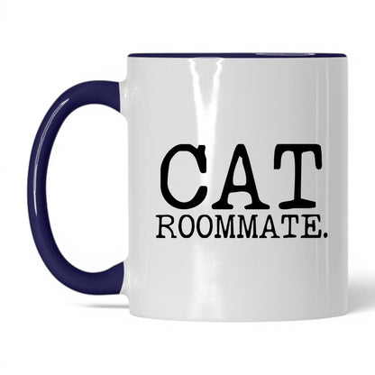 Cat Roommate 11oz white and midnight blue coffee mug