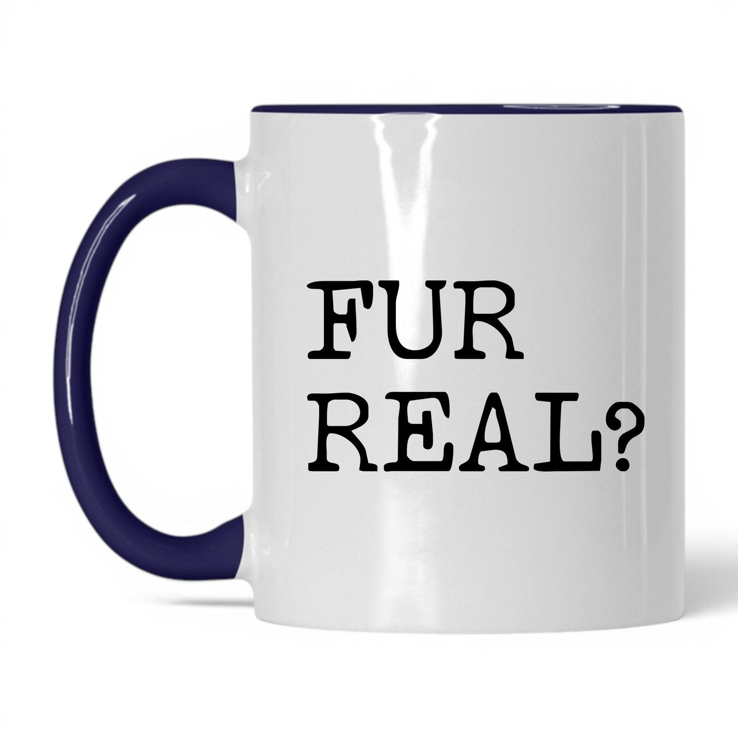 Fur Real 11oz white and midnight blue coffee mug