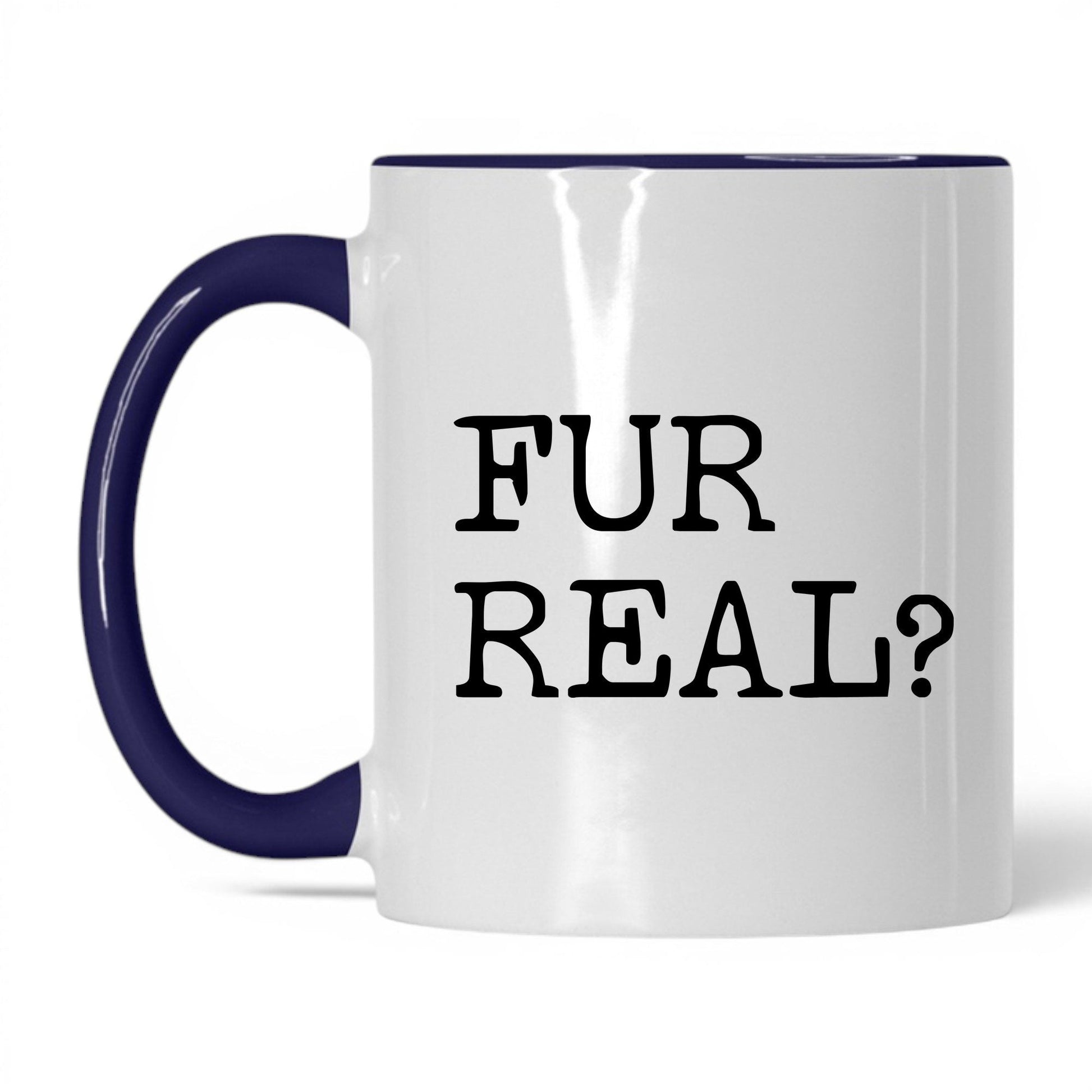 Fur Real 11oz white and midnight blue coffee mug