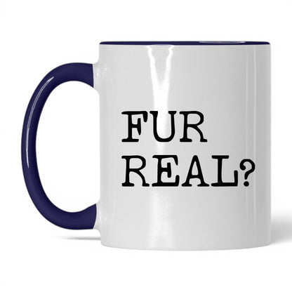 Fur Real 11oz white and midnight blue coffee mug