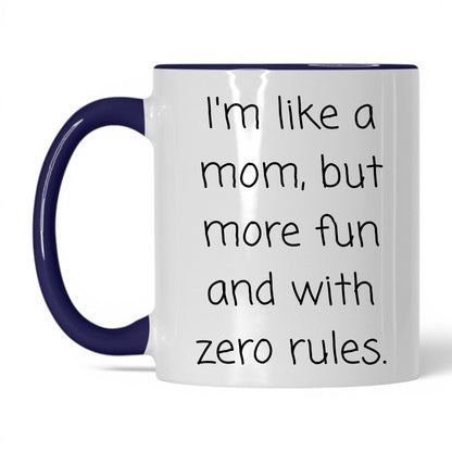 Like a Mom Zero Rules Mug – 11oz White/Midnight Blue Mug