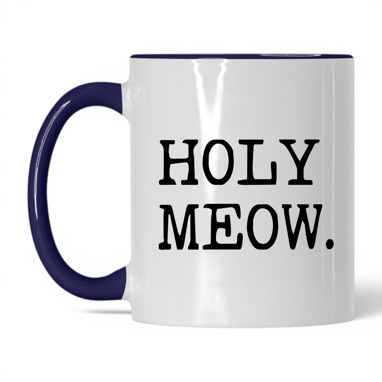 Holy Meow 11oz white and midnight blue coffee mug