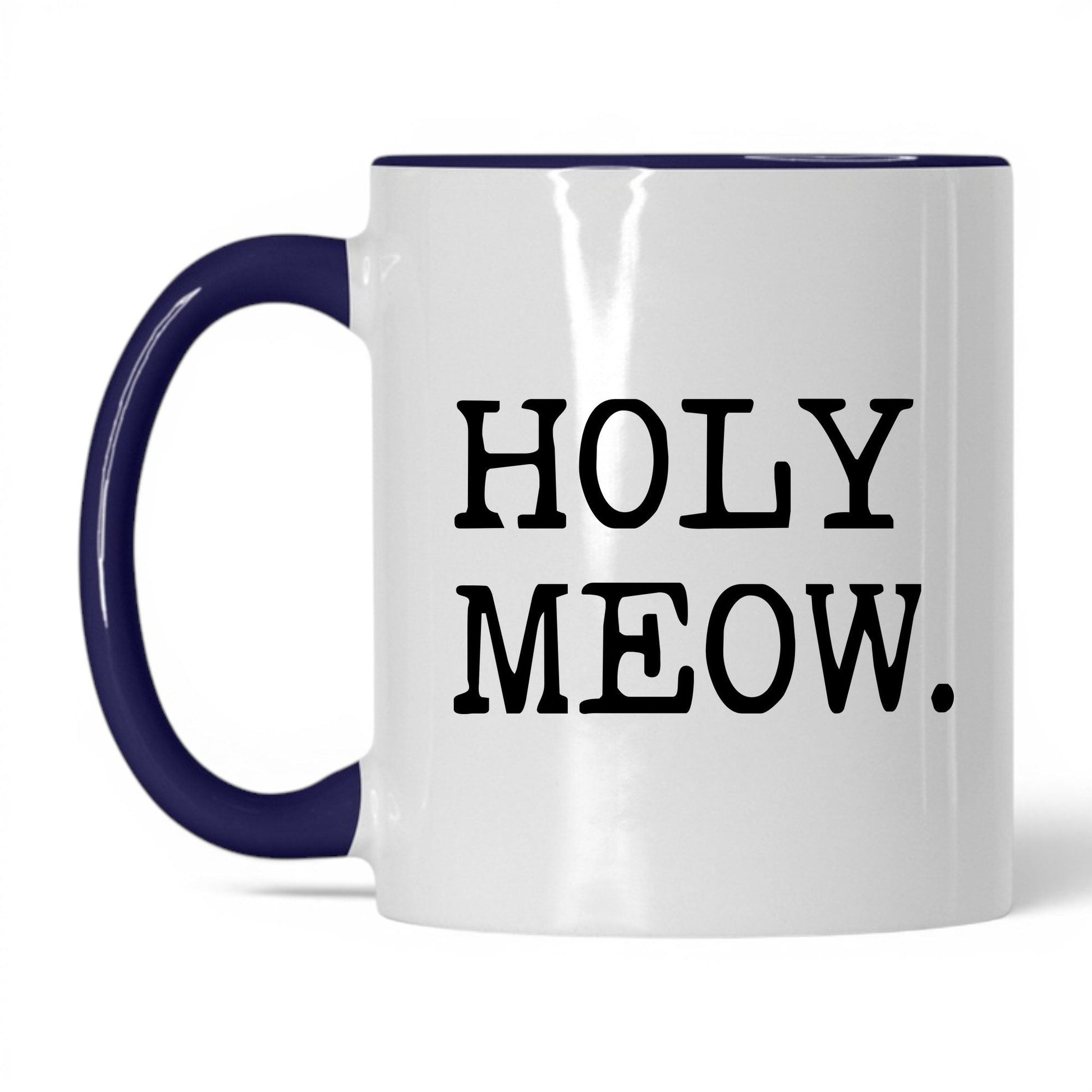 Holy Meow 11oz white and midnight blue coffee mug