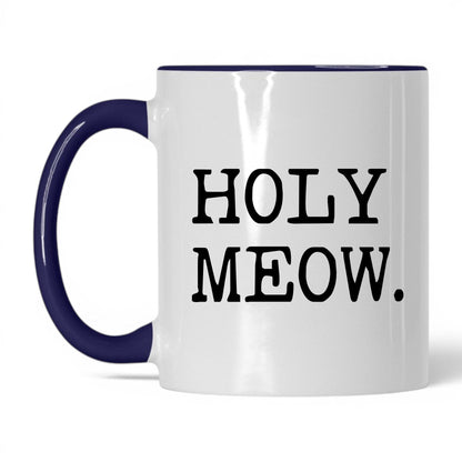 Holy Meow 11oz white and midnight blue coffee mug
