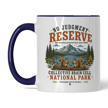 No Judgment Reserve Mug – 11oz White/Midnight Blue Mug