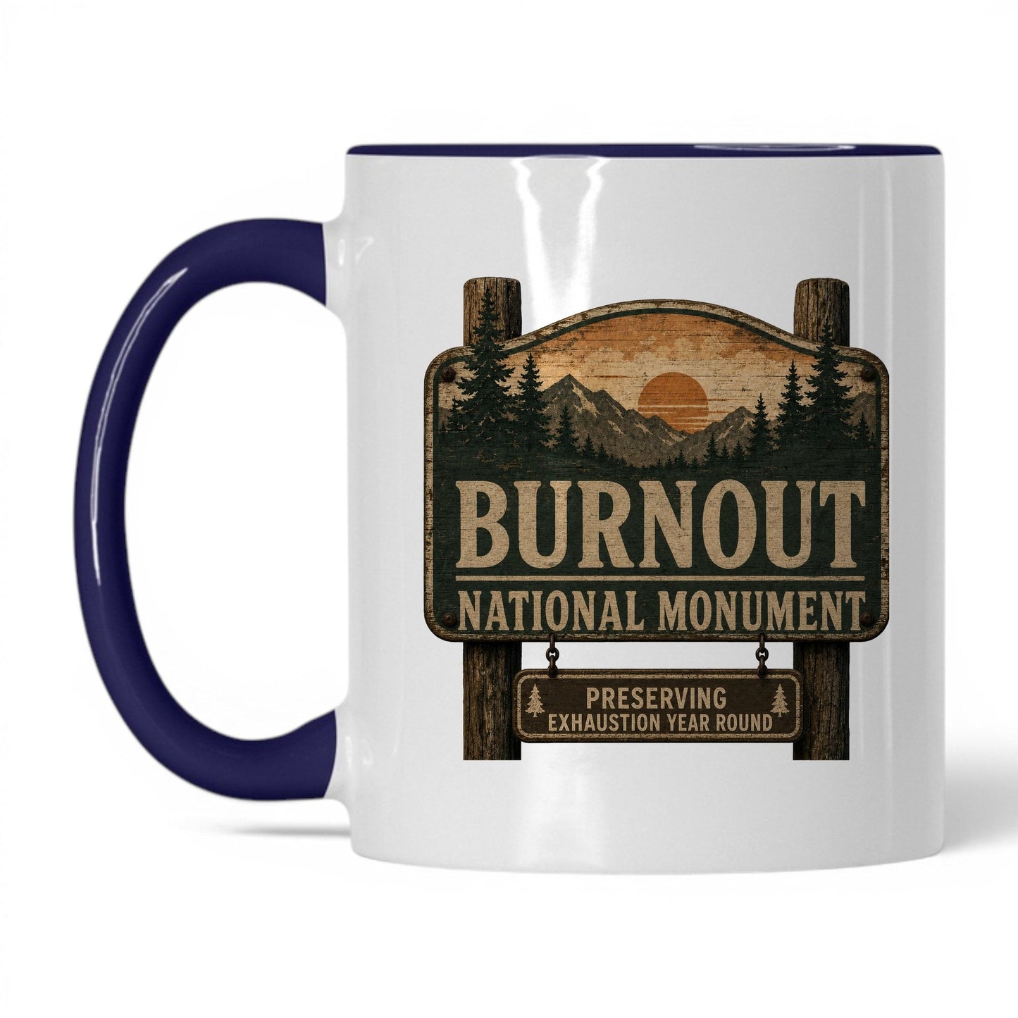Burnout National Monument Mug – 11oz White/Midnight Blue Mug