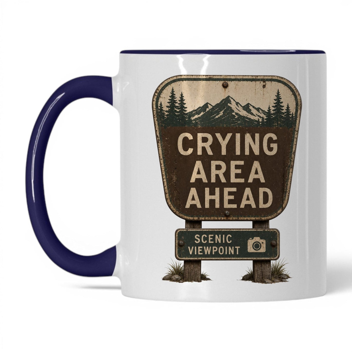 Crying Area Ahead Mug – 11oz White/Midnight Blue Mug