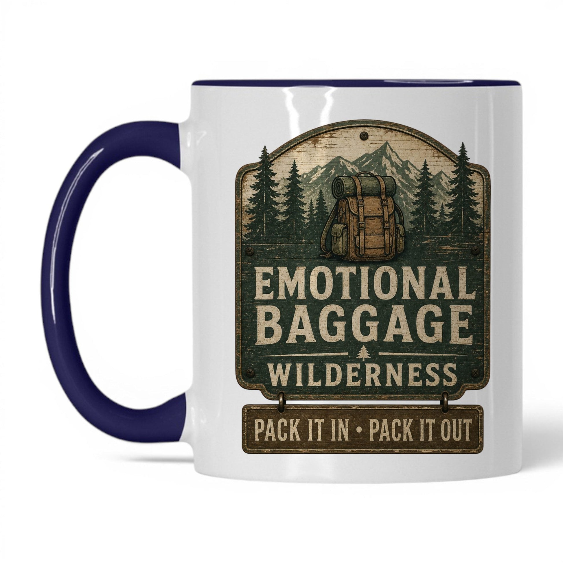 Emotional Baggage Wilderness Mug – 11oz White/Midnight Blue Mug