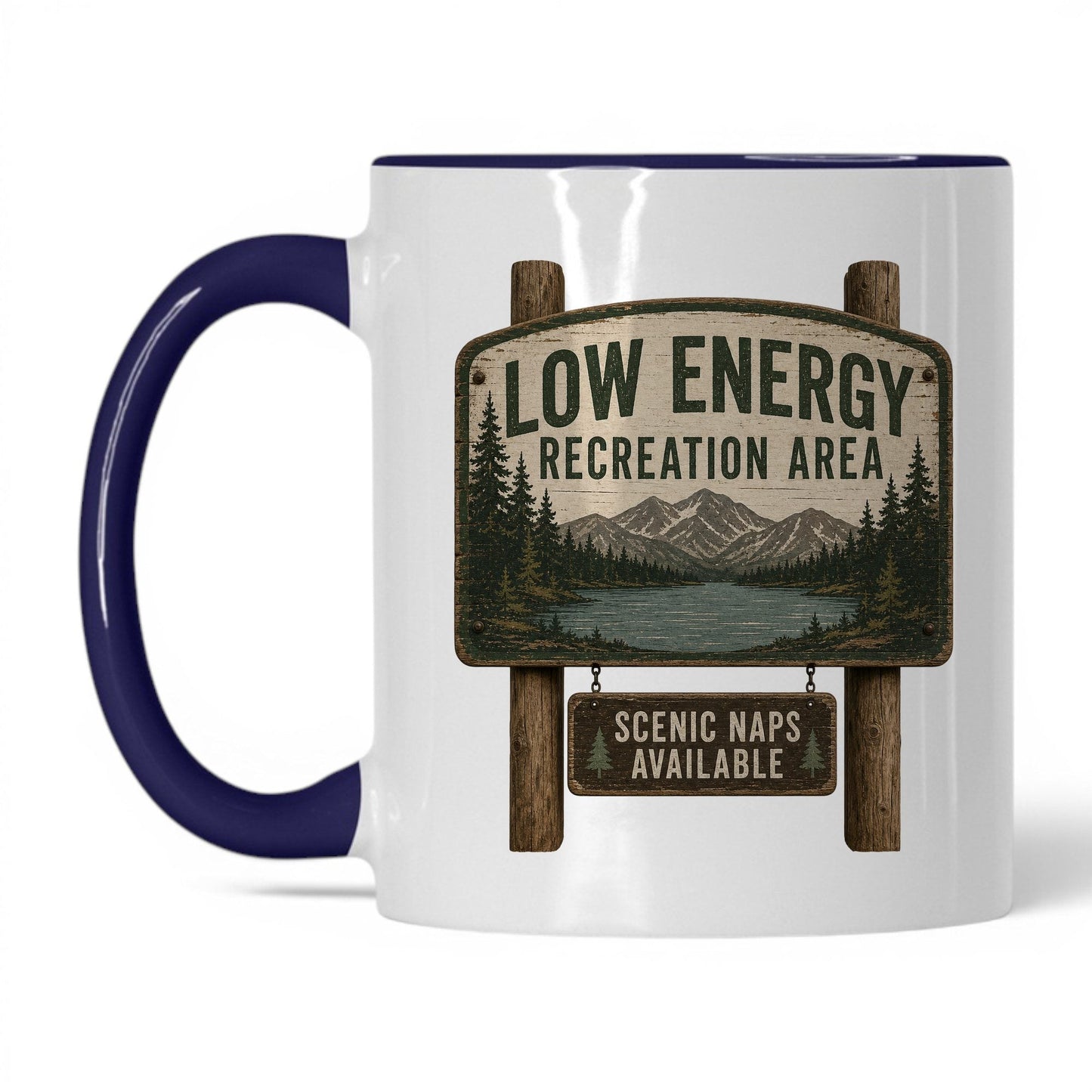 Low Energy Recreation Area Mug – 11oz White/Midnight Blue Mug