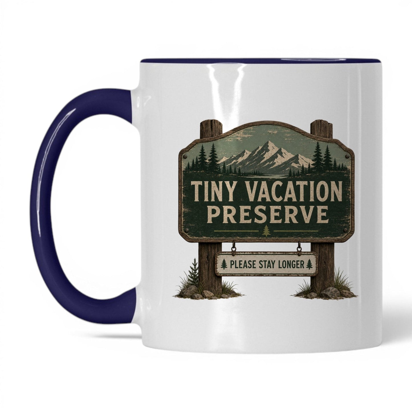Tiny Vacation Preserve Mug – 11oz White/Midnight Blue Mug