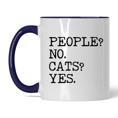 People No Cats Yes 11oz white and midnight blue coffee mug