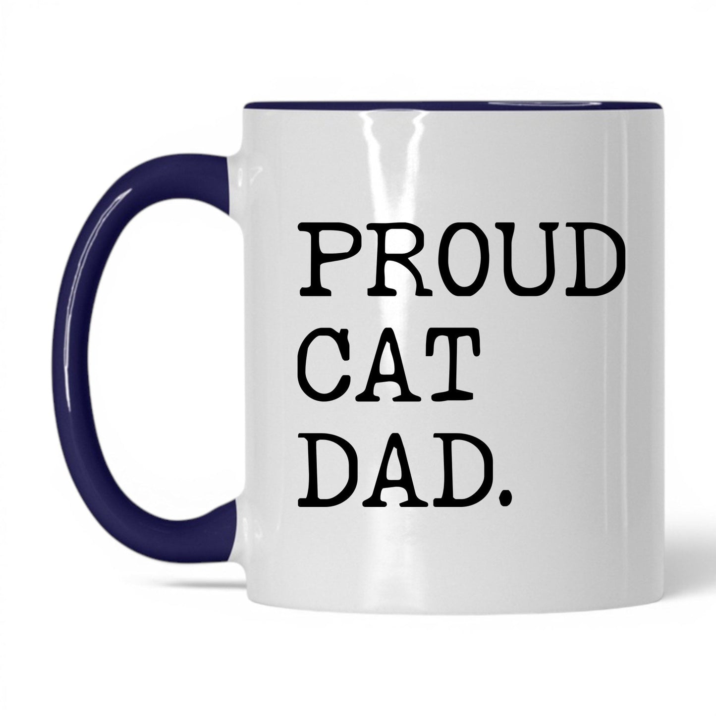 Proud Cat Dad 11oz white and midnight blue coffee mug