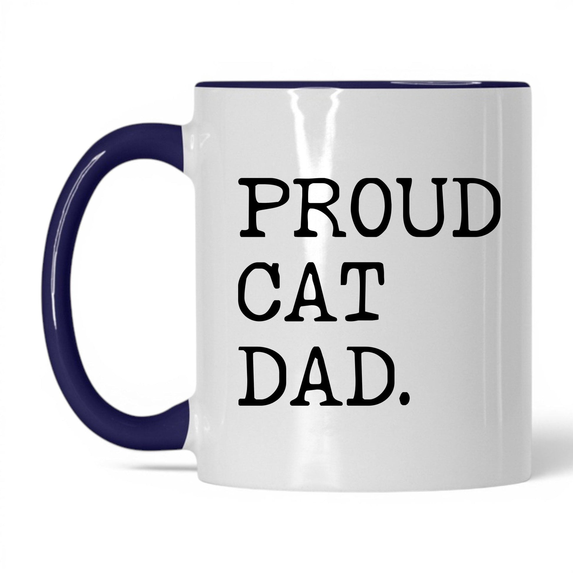 Proud Cat Dad 11oz white and midnight blue coffee mug