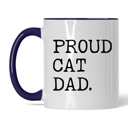 Proud Cat Dad 11oz white and midnight blue coffee mug